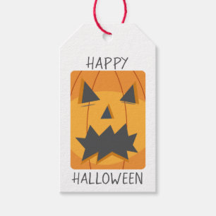 Étiquettes-cadeau Joyeux visage de Citrouille d'Halloween