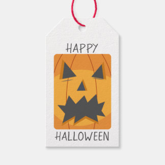 Étiquettes-cadeau Joyeux visage de Citrouille d'Halloween
