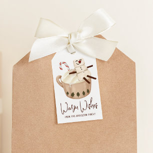Étiquettes-cadeau Joyeux Vœux De Noël Bonhomme De Neige Chocolat Cha