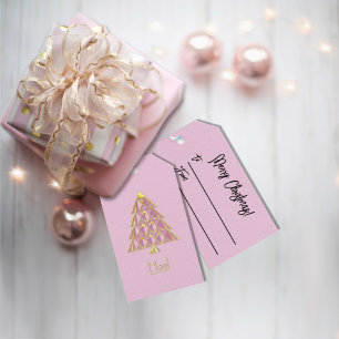 Étiquettes-cadeau Joyoux Noel rose