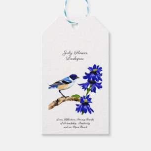 Étiquettes-cadeau Juillet Mois de naissance Fleur Bluebird et Larksp