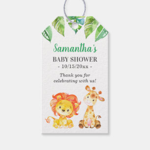 Étiquettes-cadeau Jungle Animaux sauvages Lion Giraffe Baby shower F