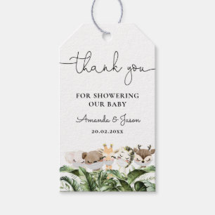 Étiquettes-cadeau Jungle Safari Animaux Baby shower Merci