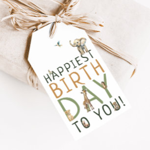 Étiquettes-cadeau Jungle Safari Animaux Heureux Anniversaire Pour Vo