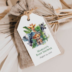 Étiquettes-cadeau Jungle Safari Animaux tropicaux Baby shower Favori