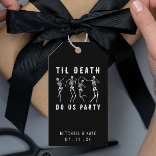 Étiquettes-cadeau Jusqu'à la mort Fêtons-nous Skeleton Bachelorette 