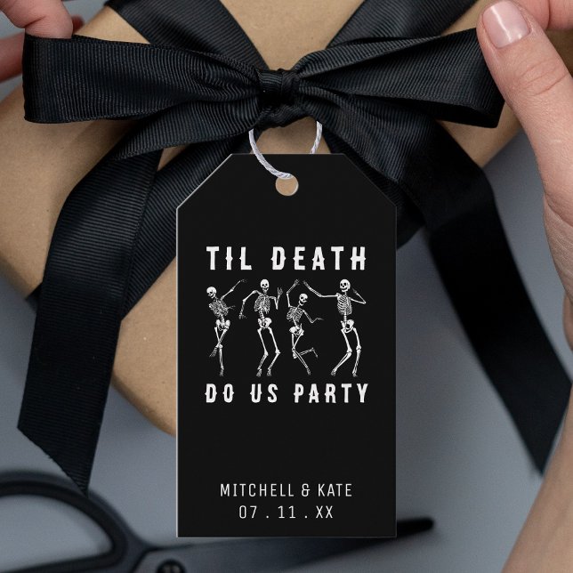 Étiquettes-cadeau Jusqu'à la mort Fêtons-nous Skeleton Bachelorette  (Til Death Do Us Party Skeleton Bachelorette Party Gift Tags)
