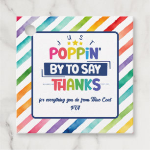 Étiquettes Cadeau juste passer pour dire merci popcorn volontaire