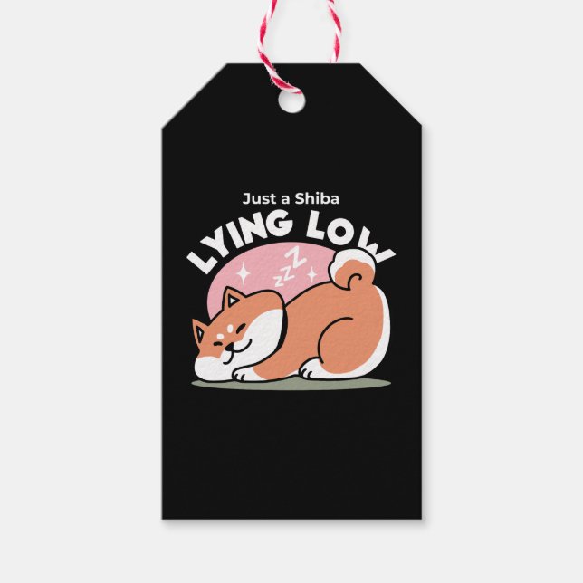Étiquettes-cadeau Juste un Shiba allongé bas : mignonne conception S (Devant)