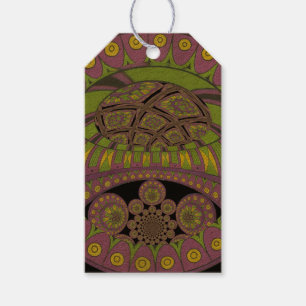 Étiquettes-cadeau Kaleidoscope africain violet et jaune traditionnel