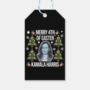 Étiquettes-cadeau Kamala Harris Noël Santa Joyeux 4ème de Pâques