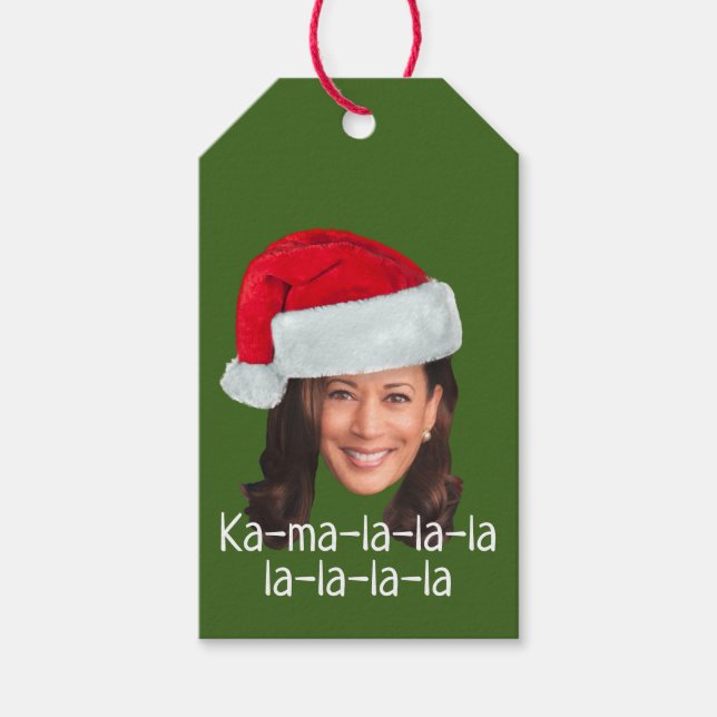 Étiquettes-cadeau Kamala Santa Hat - Biden Harris 2020 vacances amus (Devant)