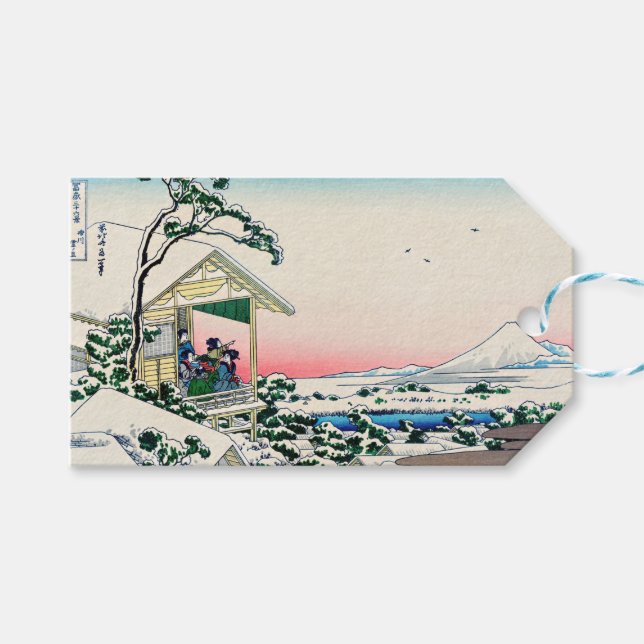 Étiquettes-cadeau Katsushika Hokusai - Maison de thé à Koishikawa (Devant (Horizontal))