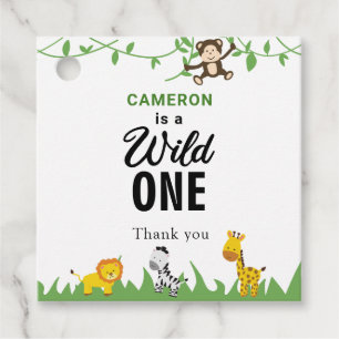 Étiquettes Cadeau Kawaii Wild Un Anniversaire Safari Jungle Animaux