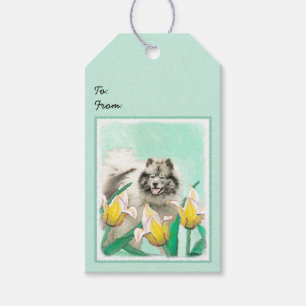 Étiquettes-cadeau Keeshony in Tulips Peinture mignonne Original Chie