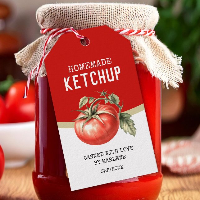 Étiquettes-cadeau ketchup à la tomate maison avec tomate rouge (Créateur téléchargé)