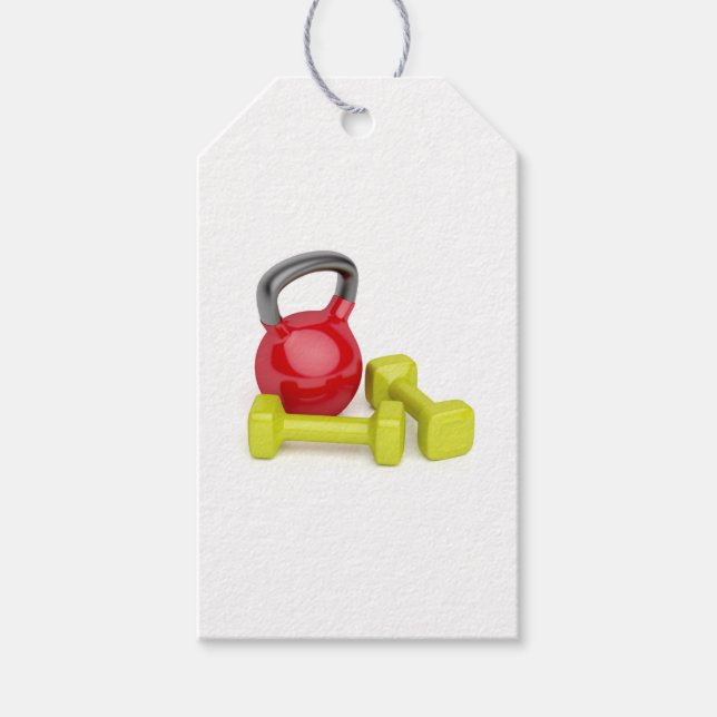 Étiquettes-cadeau Kettlebell et haltères (Devant)