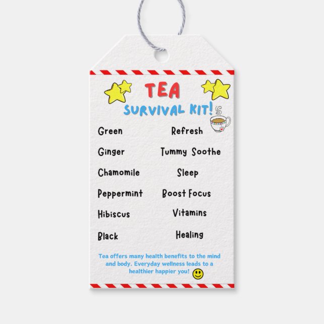 Étiquettes-cadeau Kit de survie au thé (Devant)