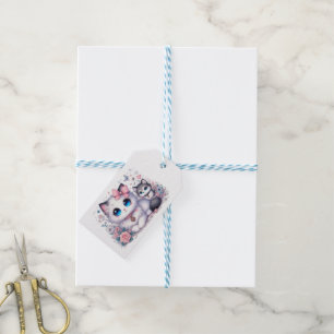 Étiquettes-cadeau Kitten Cuteness Overload : Chat et chien aux yeux