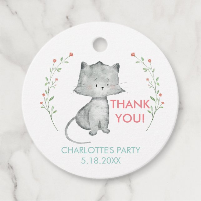 Étiquettes Cadeau Kitty Floral (Devant)
