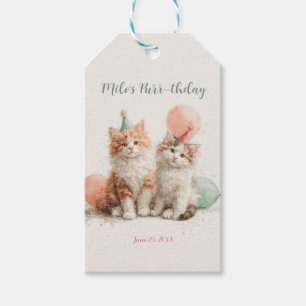 Étiquettes-cadeau Kitty Party d'anniversaire Chat Mignon Aquarelle