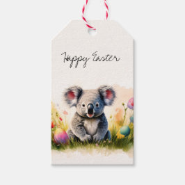Étiquettes-cadeau Koala champ d'oeufs de Pâques Joyeux Pâques