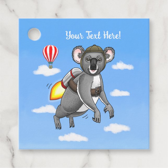 Étiquettes Cadeau Koala Fusée (Devant)