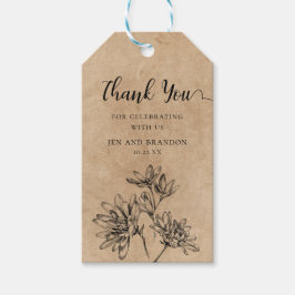 Étiquettes-cadeau Kraft Mariage Floral Merci Favoriser