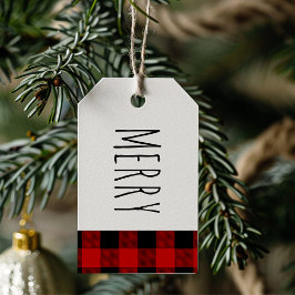 Étiquettes-cadeau Kraft Red Buffalo Plaid & Joyeux Noël
