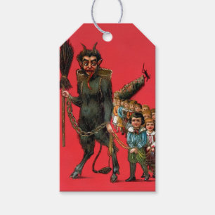 Étiquettes-cadeau Krampus Vintage avec enfants