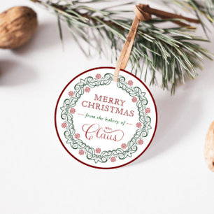 Étiquettes Cadeau La boulangerie de Mme Claus pendant les vacances d