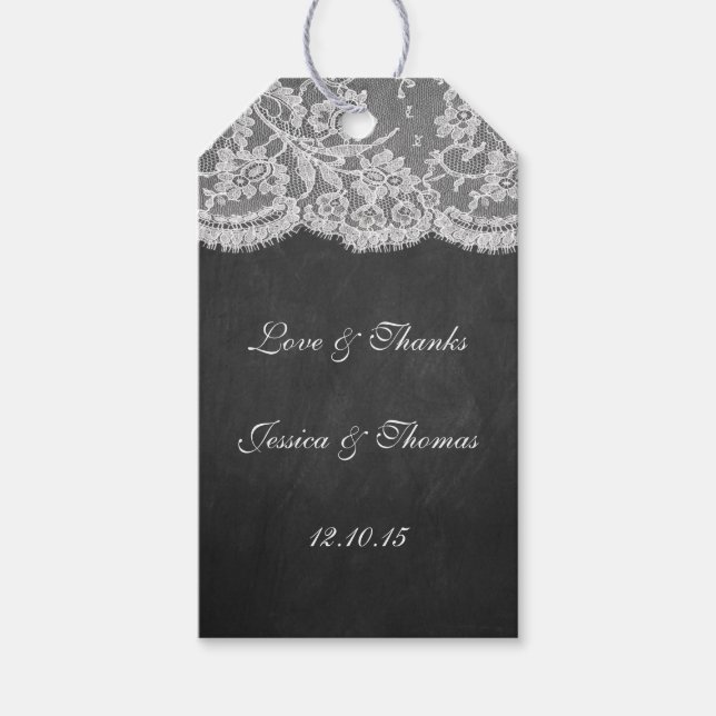 Étiquettes-cadeau La collection de Mariages Chalkboard & Lace (Devant)