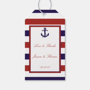 Étiquettes-cadeau La collection de Mariages d'Ancres nautiques Red &