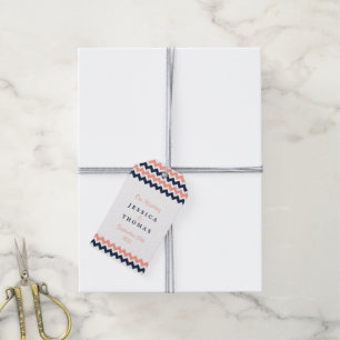 Étiquettes-cadeau La collection Mariage moderne Chevron - Rose & Nav