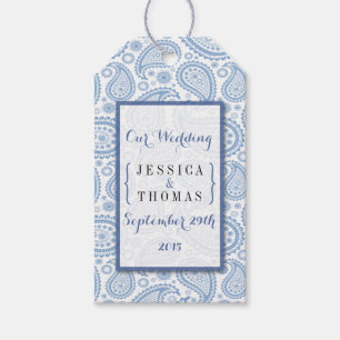 Étiquettes-cadeau La collection Mariage moderne Paisley - Bleu