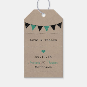 Étiquettes-cadeau La collection moderne de Mariages Bunting Turquois