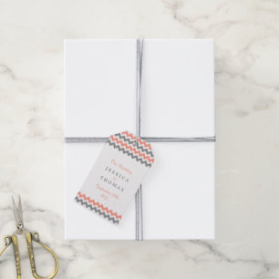 Étiquettes-cadeau La collection moderne de Mariages Chevron - rose e