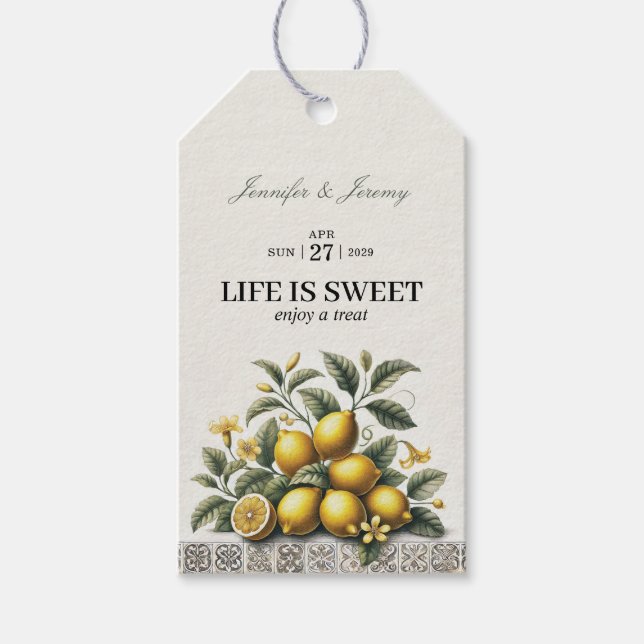 Étiquettes-cadeau La Dolce Lemons Bridal Shower (Devant)