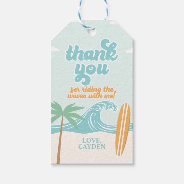 Étiquettes-cadeau La Grande Plage de Surf Merci (Devant)
