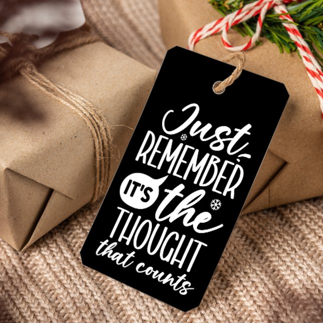 ÉTIQUETTES-CADEAU LA PENSÉE QUI COMPTE NOIR NOËL AMUSANT ( Stand out at THE holiday party with  hilarious tags. Just remember it's the thoughts that counts)