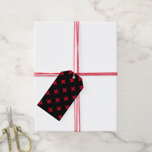 Étiquettes-cadeau La polka rouge croise sur le noir