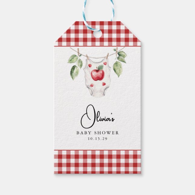 Étiquettes-cadeau La pomme de notre Baby shower oculaire (Devant)
