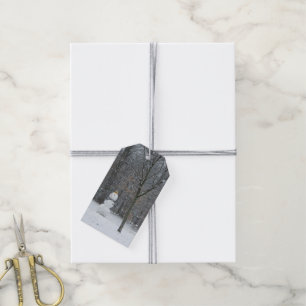 Étiquettes-cadeau La scène de neige hivernale du voisin