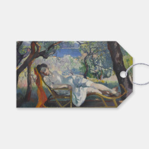 Étiquettes-cadeau La Siesta (Jeanne reposant dans un jardin éclairé 