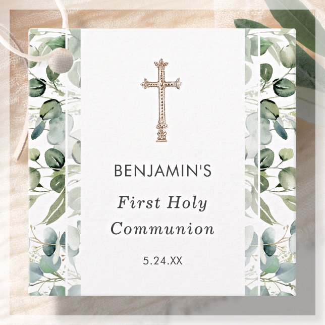 Étiquettes Cadeau La verdure | Première Invitation à la communion (Créateur téléchargé)