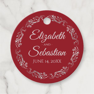 Étiquettes Cadeau Lacy Silver Grey Frilly Bordure Elégant Mariage ro
