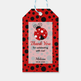 Étiquettes-cadeau Ladybug Red Black Frame Pois Merci