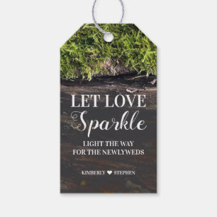 Étiquettes-cadeau Laisser l'amour étinceler Mariage en bois rustique