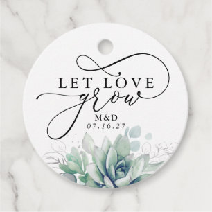 Étiquettes Cadeau Laisser l'amour grandir argent verdure Élégant mar