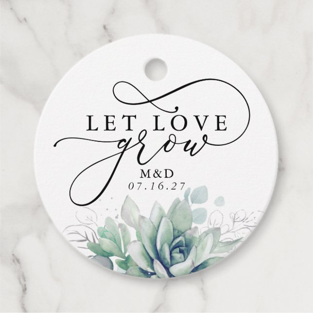 Étiquettes Cadeau Laisser l'amour grandir argent verdure Élégant mar (Devant)